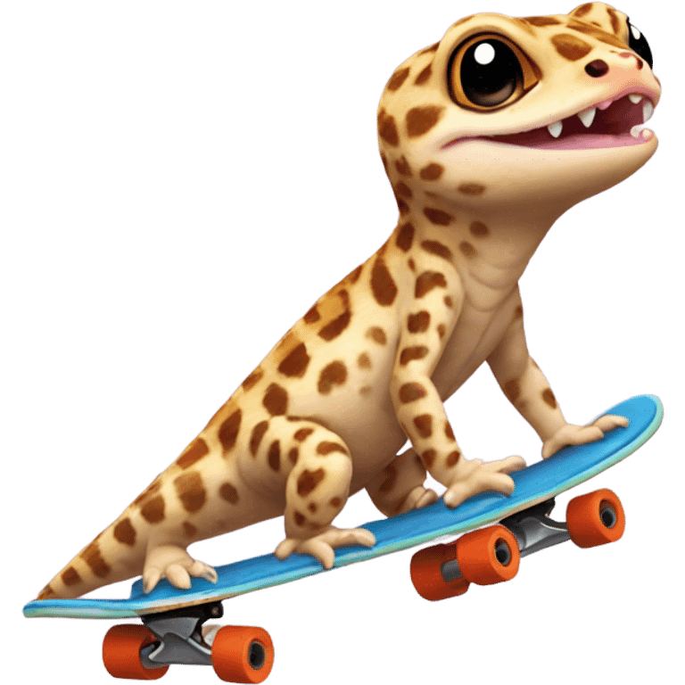 Leopard gecko riding a skateboard   emoji