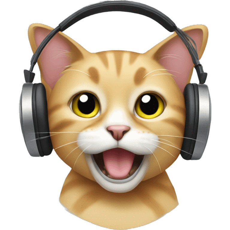 cat hearing music emoji