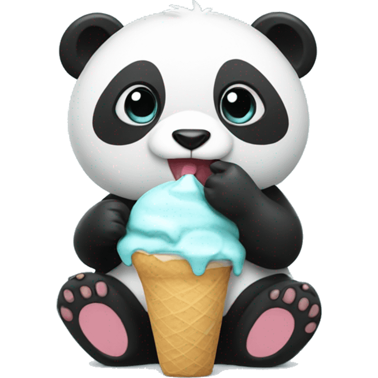 Panda eating ice cream emoji