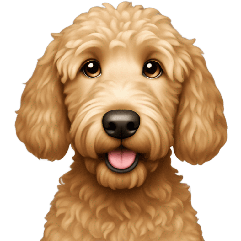 Light brown golden doodle with brown eye emoji