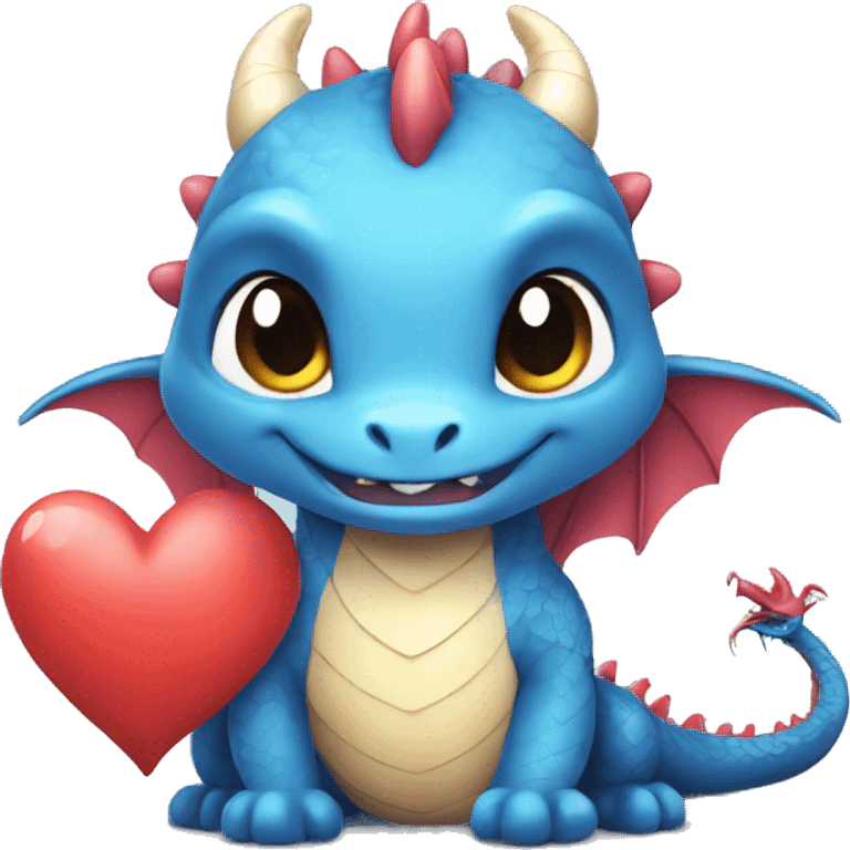 dragon cute little in love heart emoji