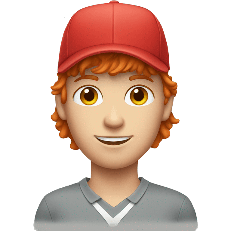 Red haired teenager golfer with hat emoji