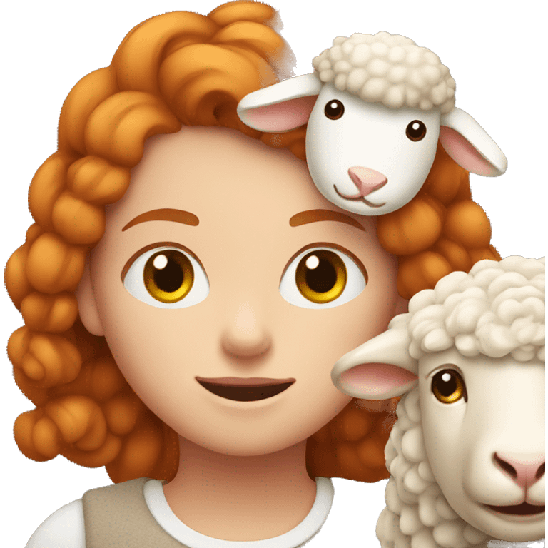 Ginger girl with a sheep  emoji