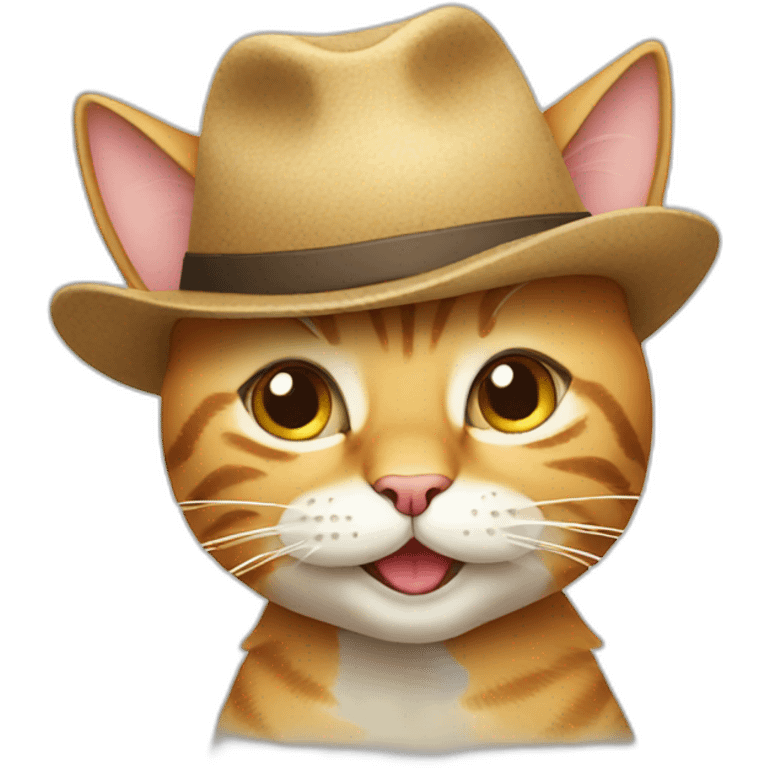 Cat winking with hat emoji