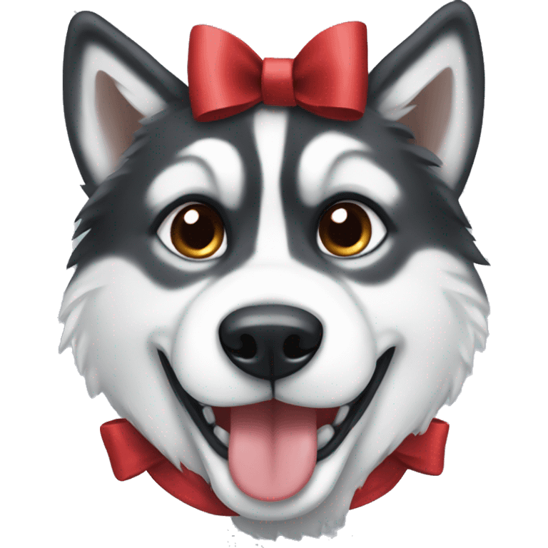 Husky with red bow emoji