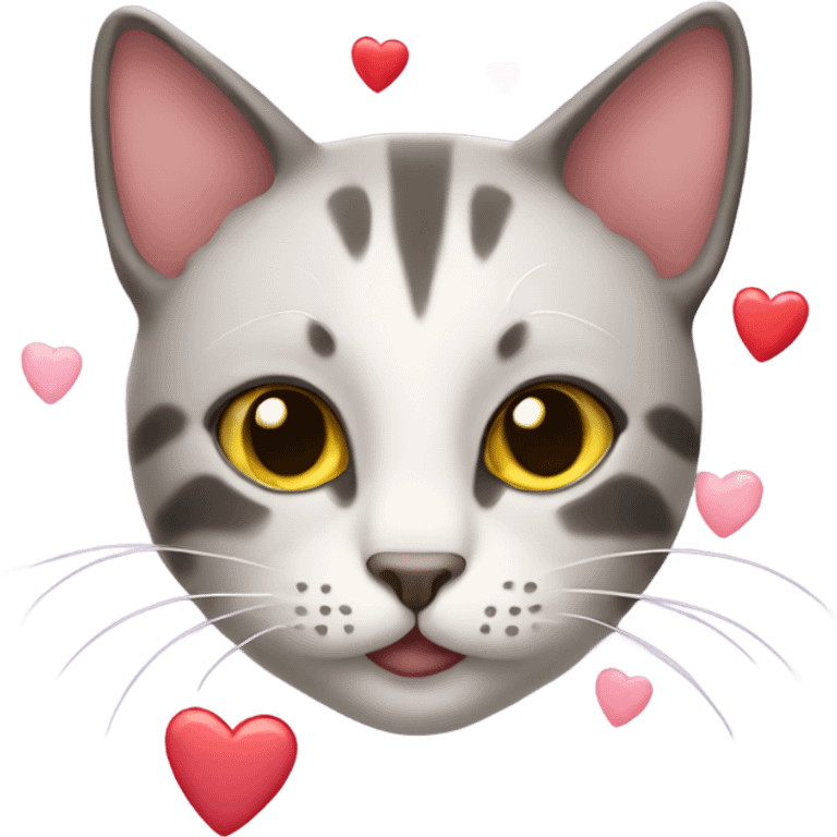 cat emoji with hearts around it emoji