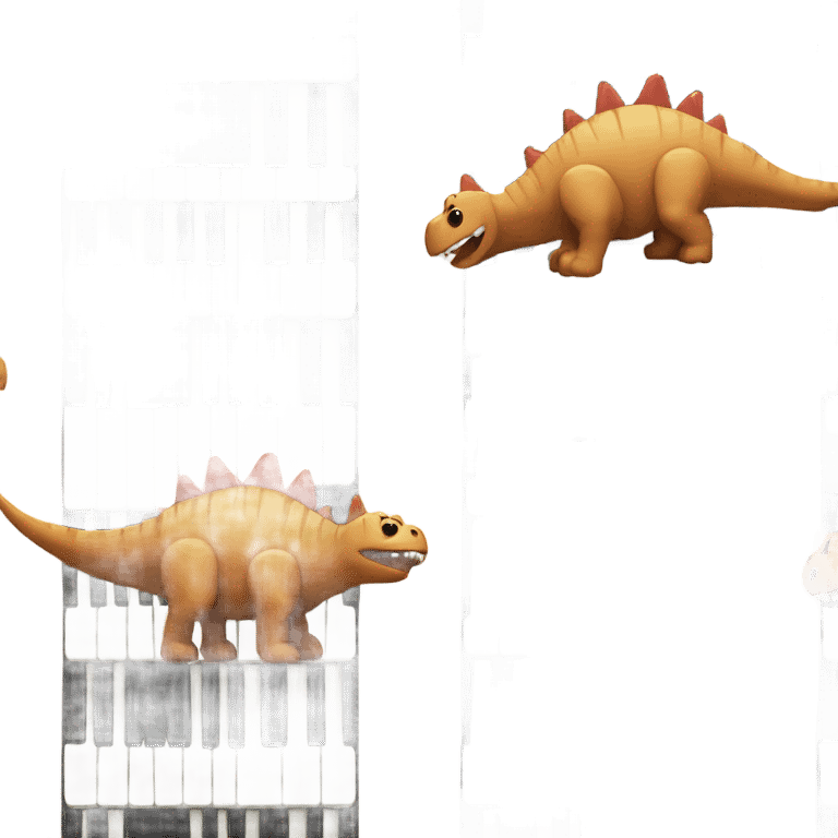 Cute dino are made from piano keys.  emoji