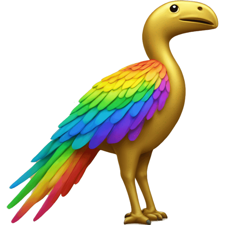 Rainbow bird on golden elephant  emoji