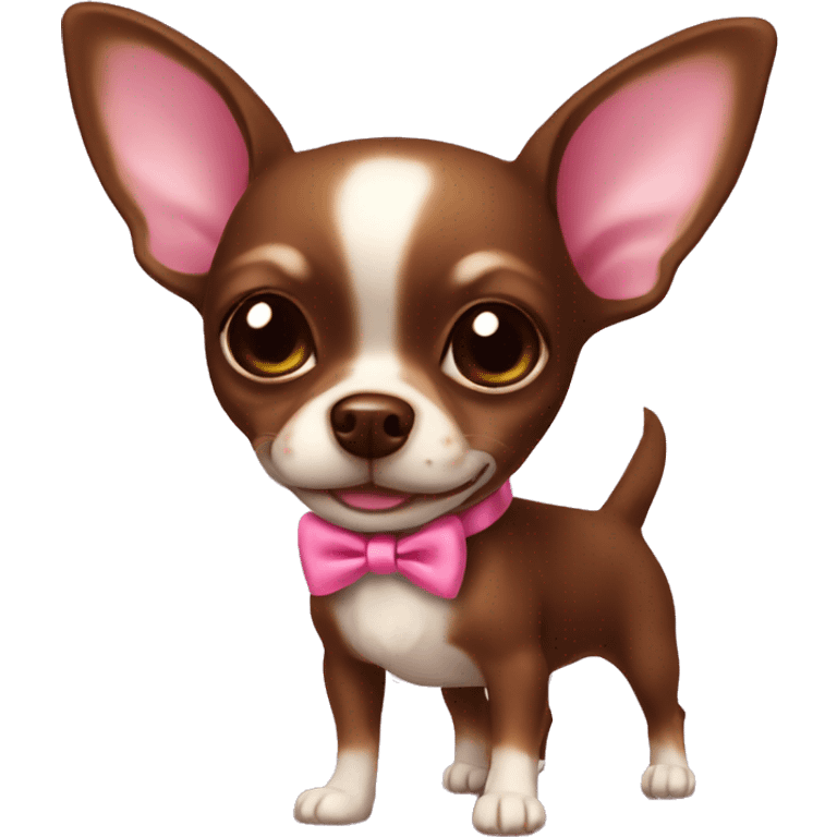 Chihuahua chocolate Brown with a pink bow  emoji