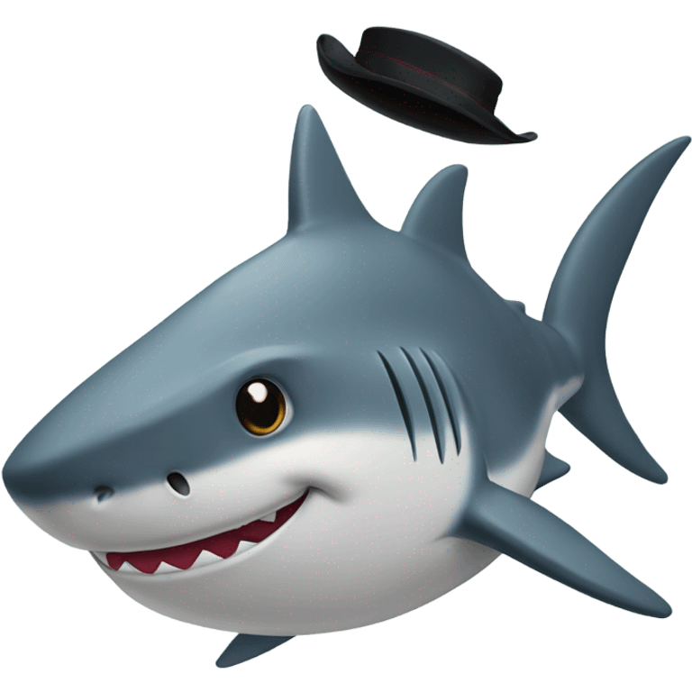 Shark with a top hat emoji