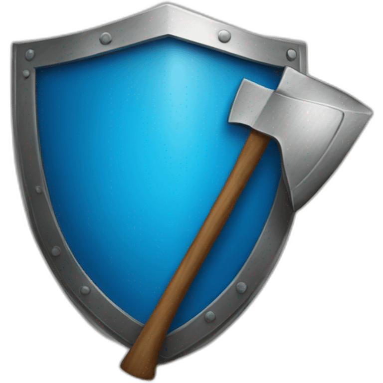 blue shield with an axe emoji