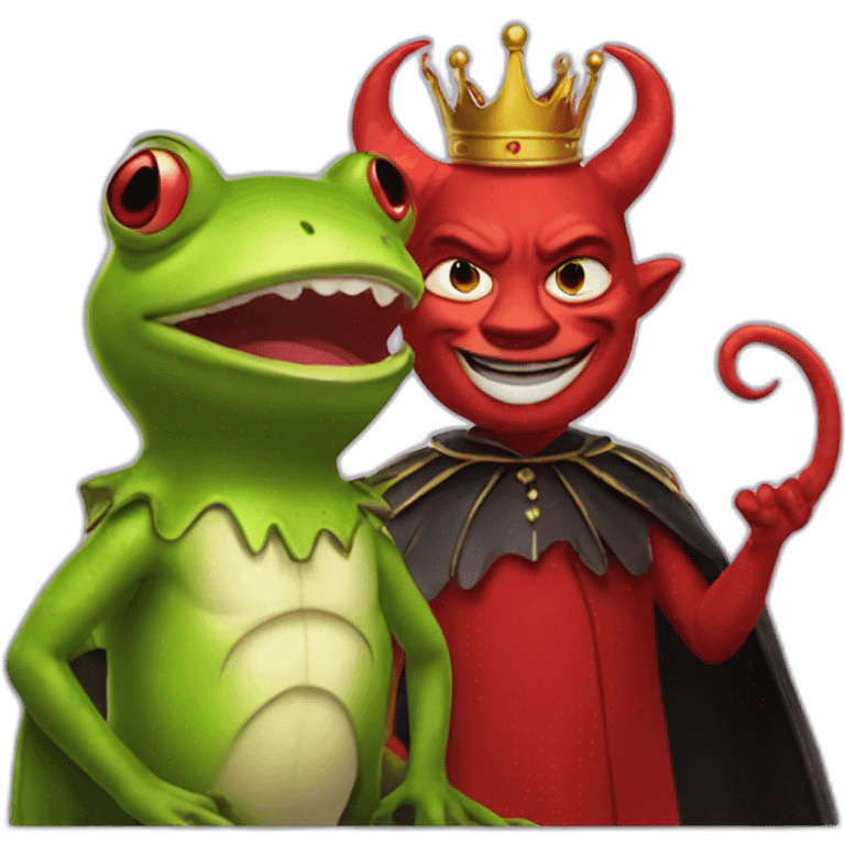 Devil talking to queen frog emoji