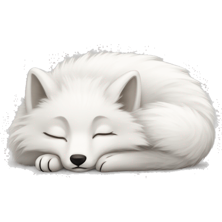 fluffy arctic fox sleeping emoji