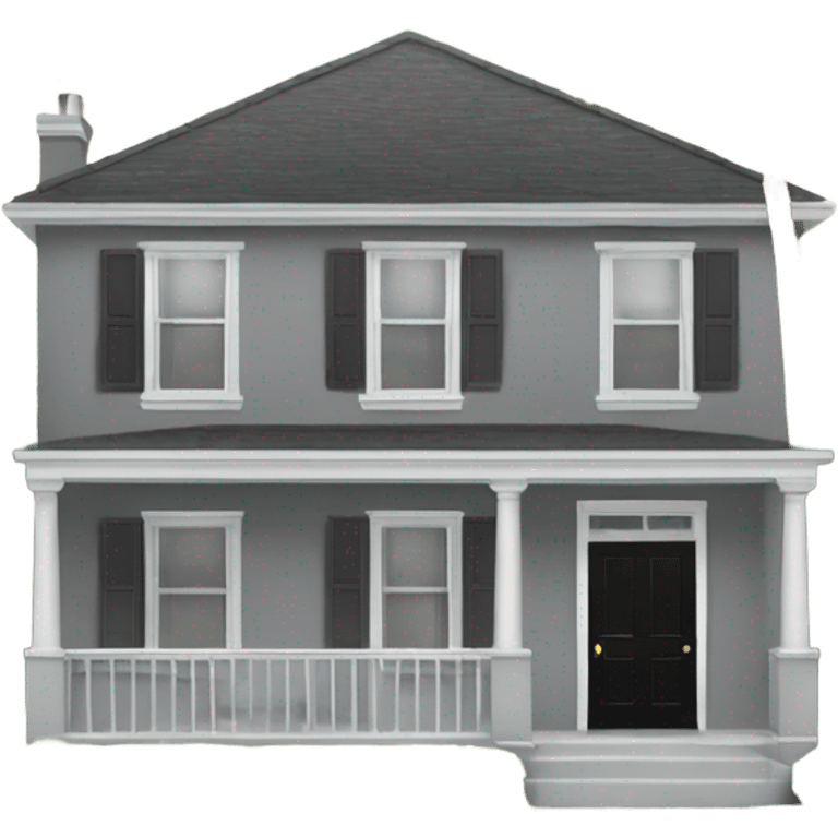 Grey 2 story house white trim black front door and palm trees emoji