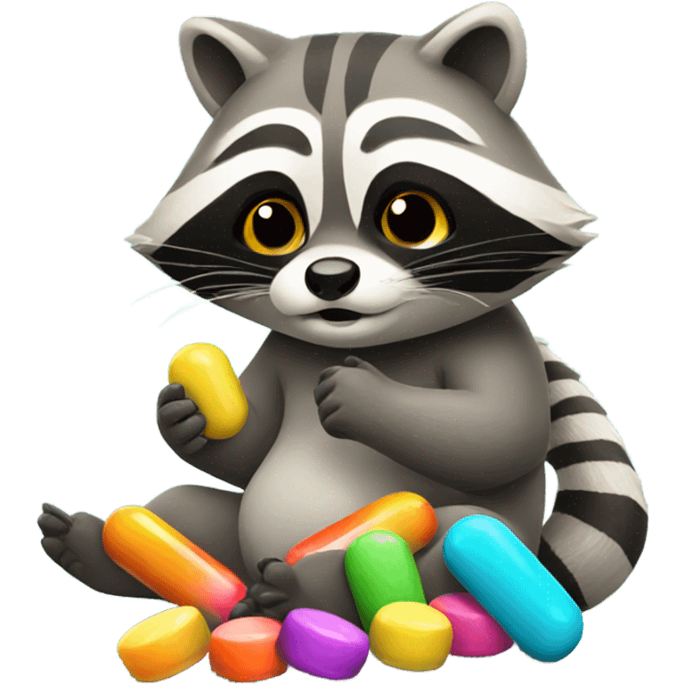 Raccoon eating pills  emoji