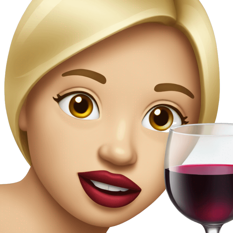 Glass of wine with lipstick  emoji