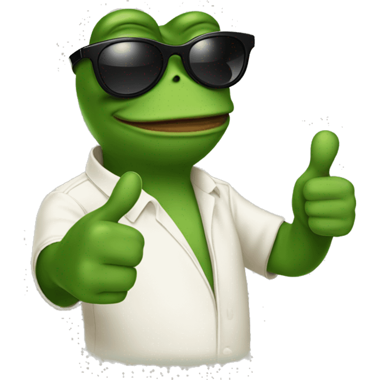 Pepe the frog wearing sunglasses giving a thumbs up emoji