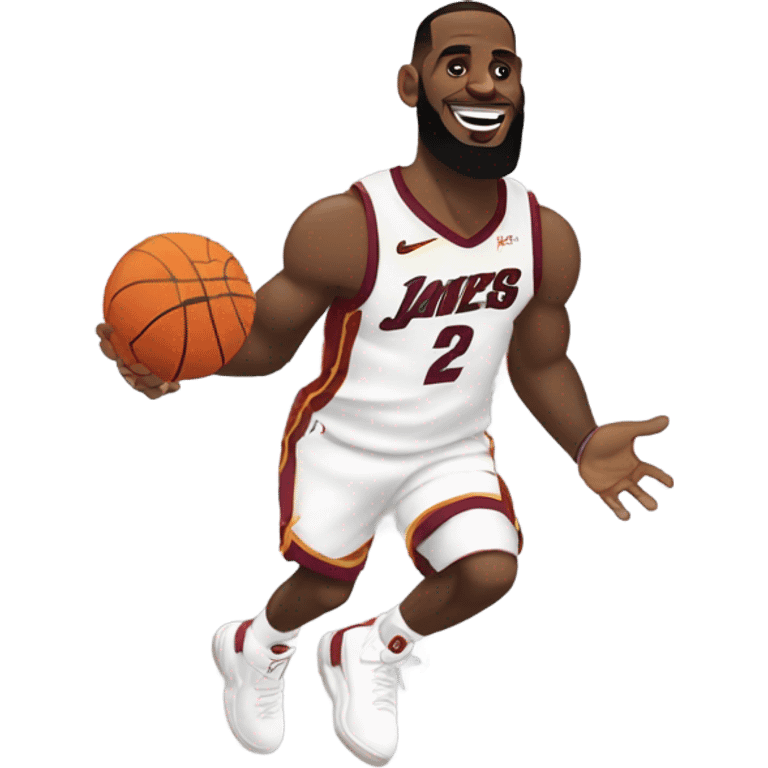 LeBron shooting a rocket in a basketball hoop emoji