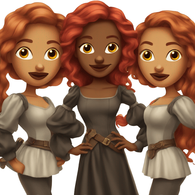 Three Musketeers black woman smooth long red hair big lips emoji