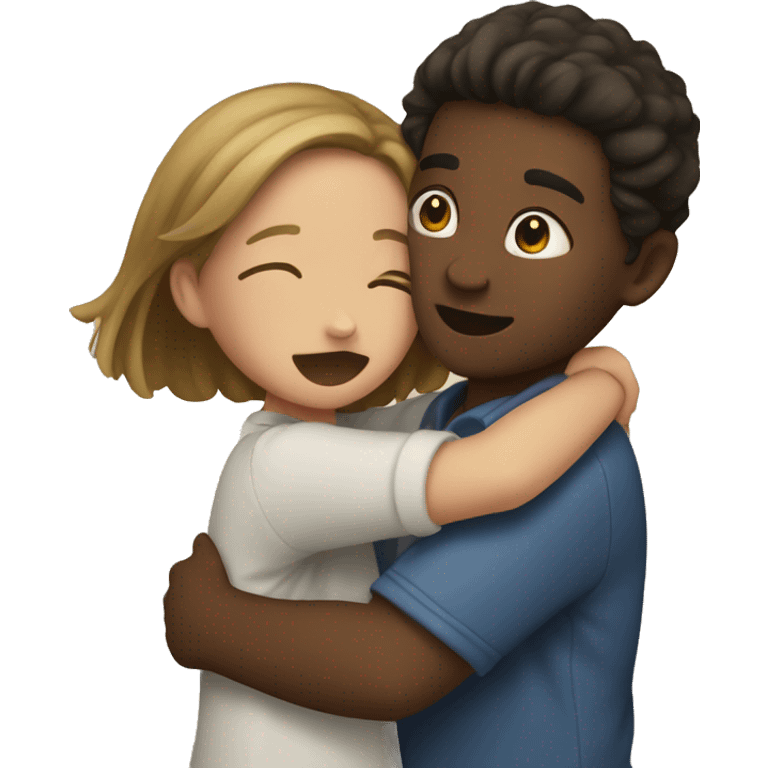 Girl and boy huging emoji