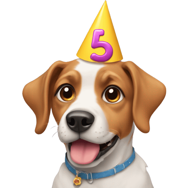 Dog wearing a birthday hat emoji