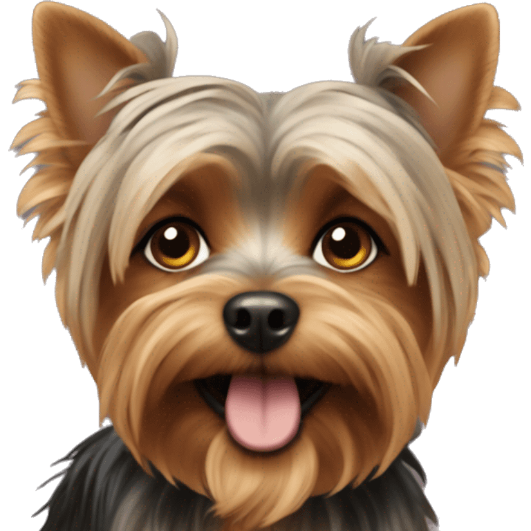 yorkshire terrier dog with a girl who has brown curly hair emoji