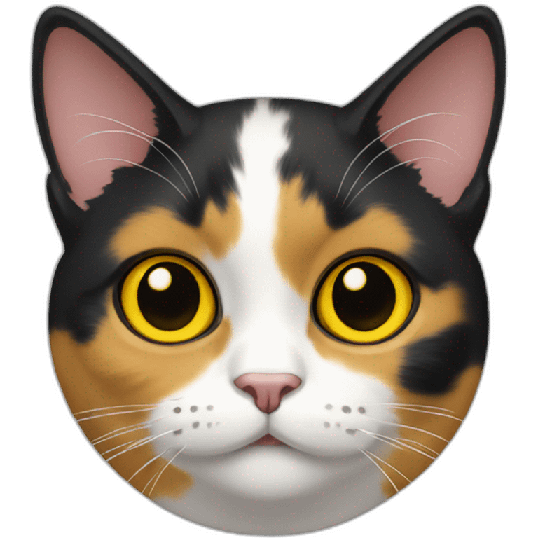 Calico cat cute with yellow eyes emoji