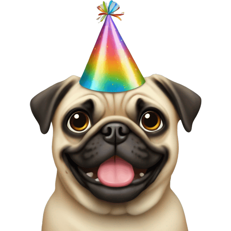 Pug with Birthday Hat emoji