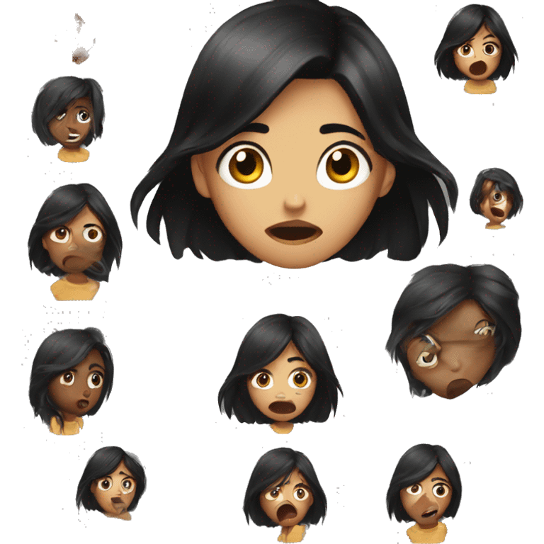 pretty young long black haired girl shocked emoji