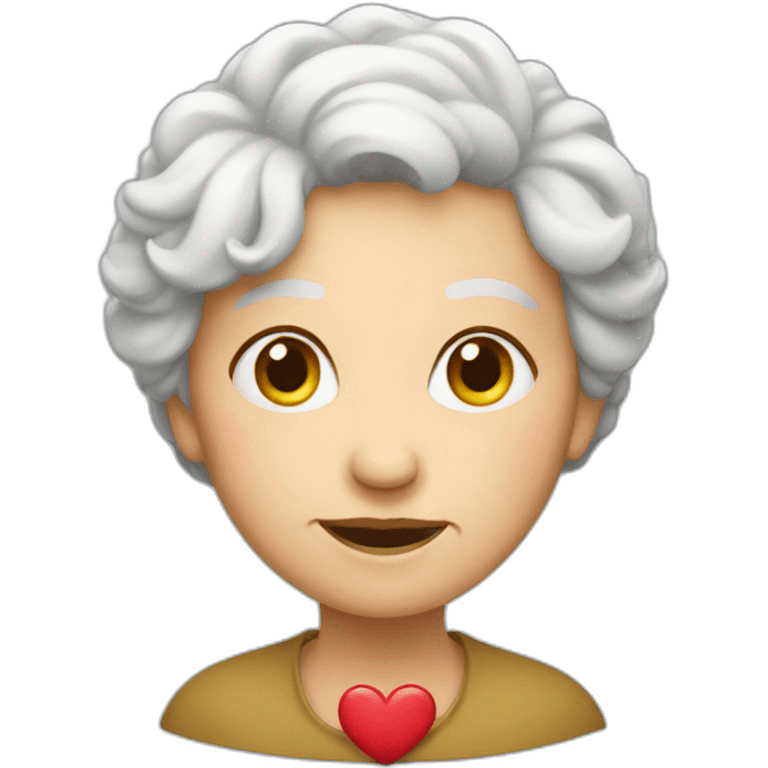 old woman with heart emoji