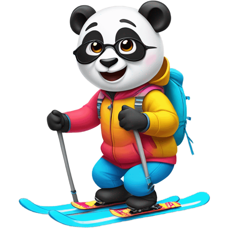 Panda skiing downhill emoji