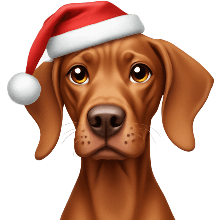 Vizsla Dog wearing christmas hat emoji