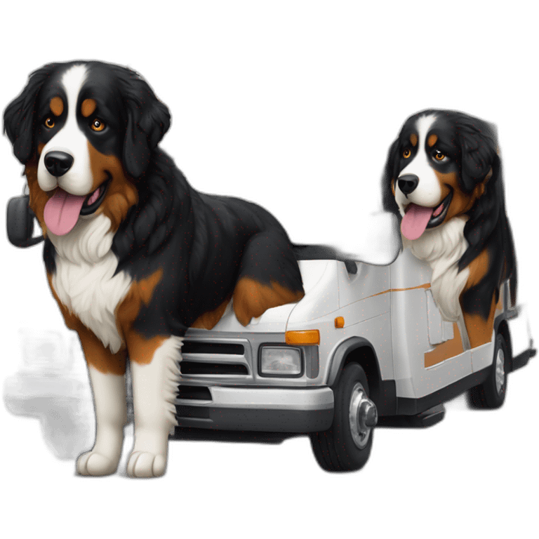 Bernese mountain dog motor-home emoji