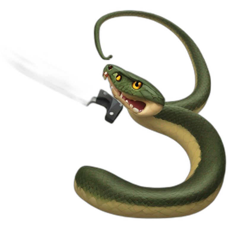 A twitch emote of a snake with a knife emoji