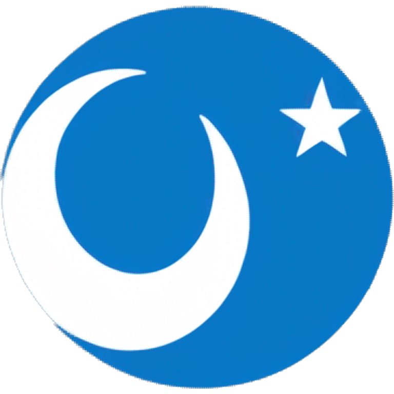 Uyghur flag, blu background, white star and wite crescent emoji