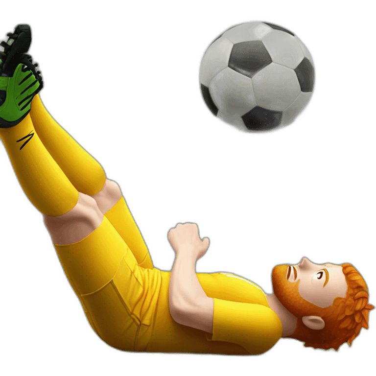 ginger soccer fan falling onto the ground and hurting himself emoji