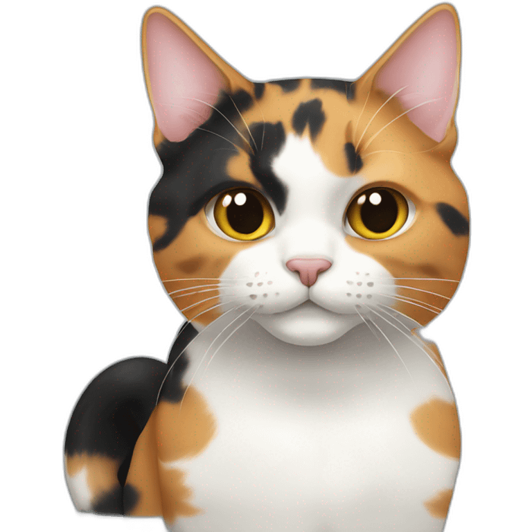 Calico cat eating emoji