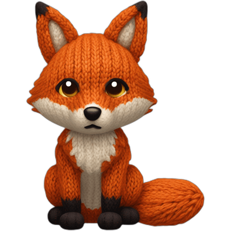 Knitted fox with small eyes and furrowed eyebrows emoji