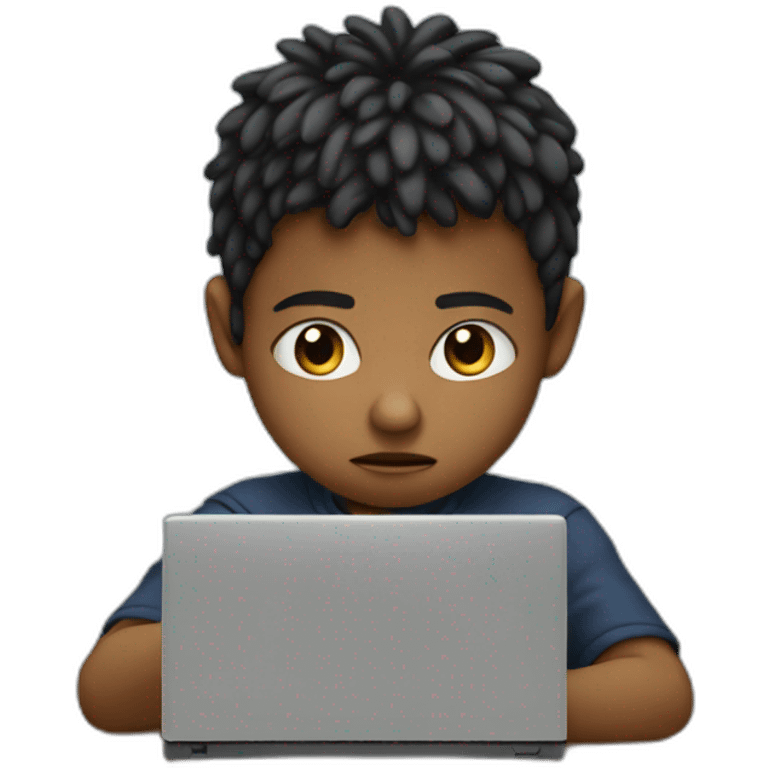 sad kid pointing at computer emoji