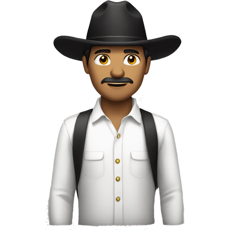 Mexican man with black hat white shirt emoji