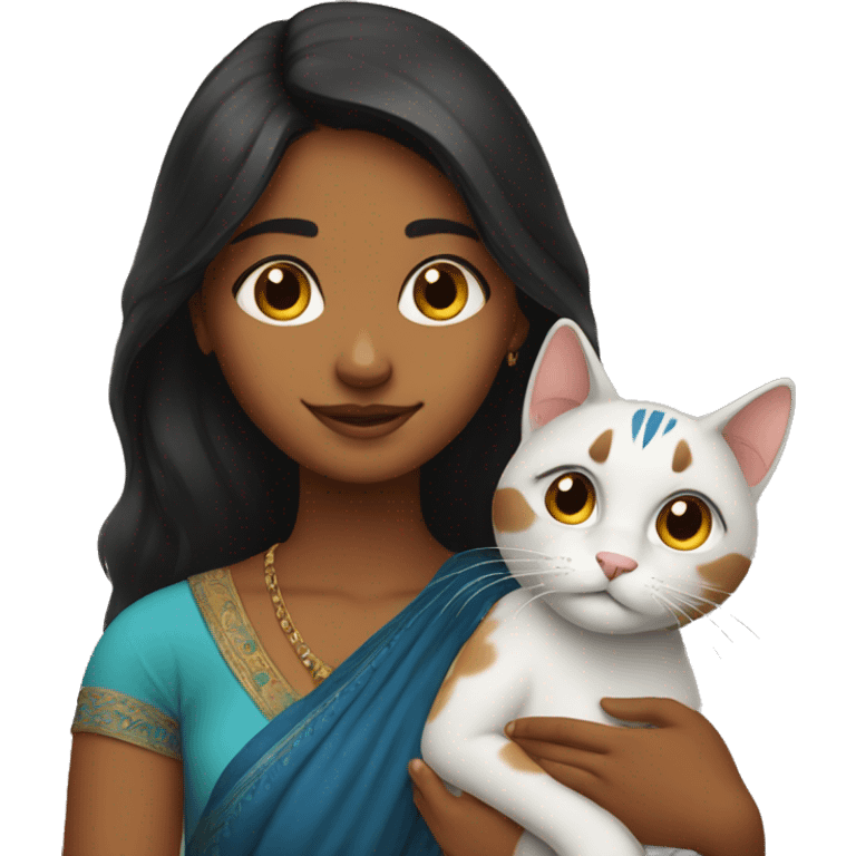 Indian girl with a cat emoji