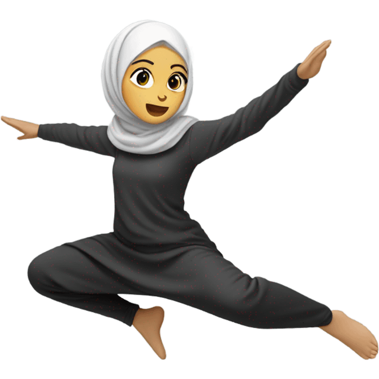 Hijabi girl going a backflip emoji