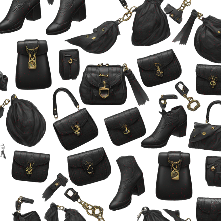 Deep black dior purse with gothic    emoji