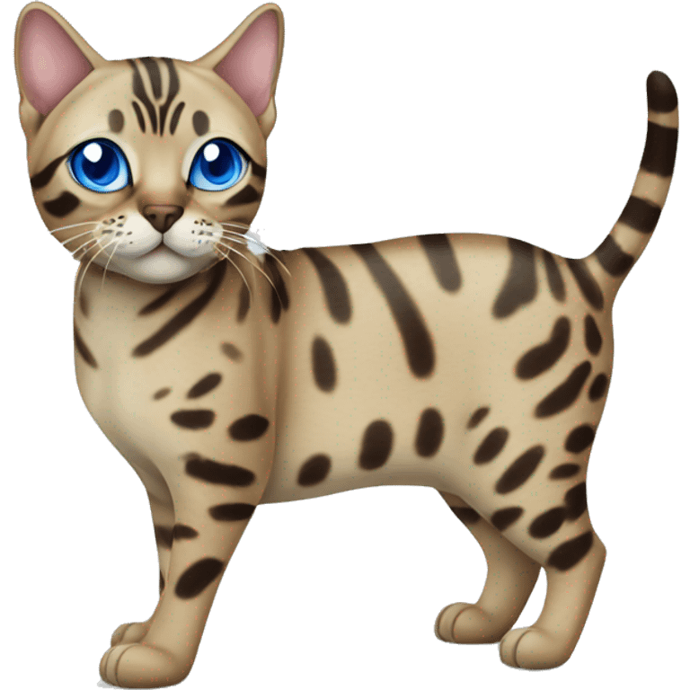 Seal Bengal cat with Blue eyes standing emoji