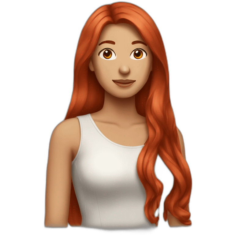 Woman with red long hair and brownhorse emoji