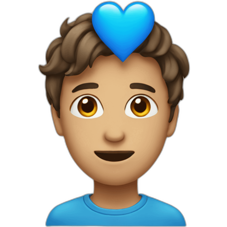 Face holding a blue heart emoji