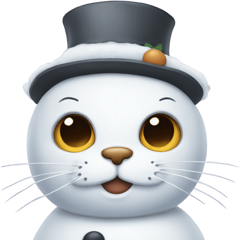 Snowman with a cat face  emoji