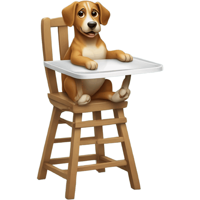 Dog sitting like a baby in a high chair emoji