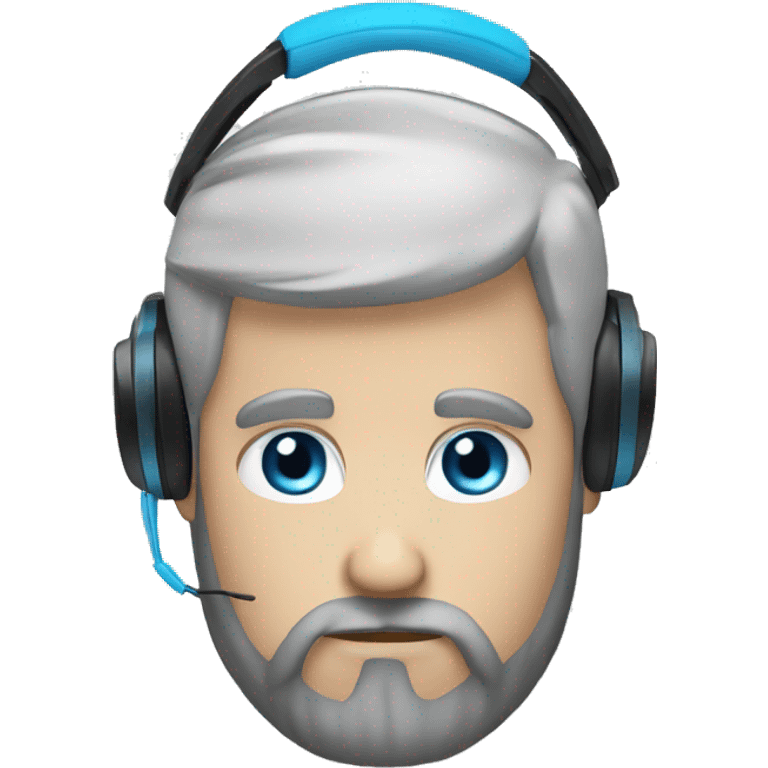 A white Man, whith Black beard, have headphones,blue eyes, frost, chibi emoji