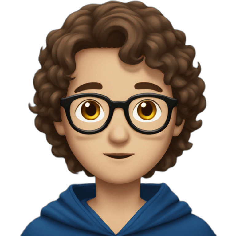 a brown haired boy in glasses and a Ravenclaw robe emoji